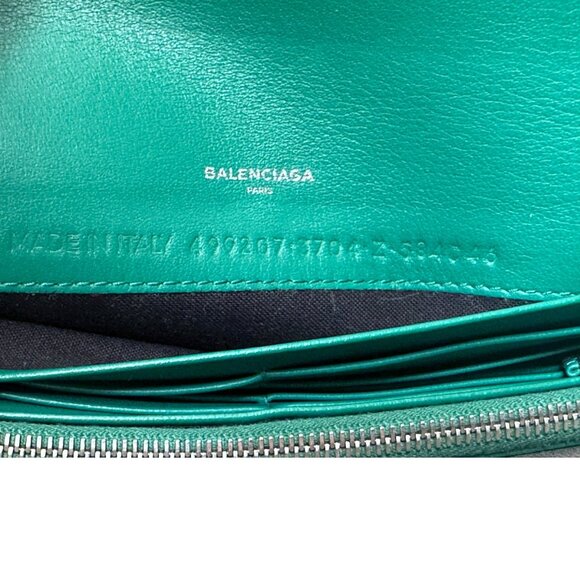 Balenciaga | Papier Long Leather Envelope Wallet in Teal Green - Picture 9 of 11